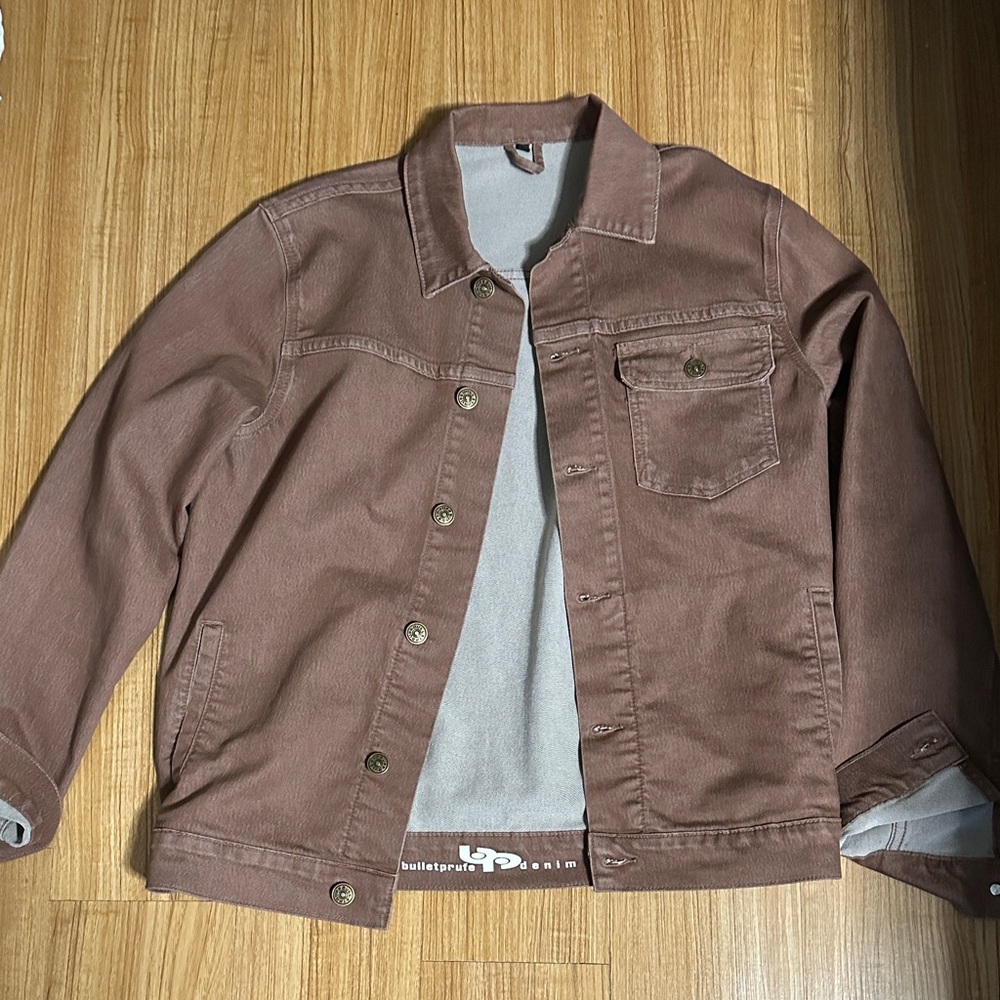 Men's Brown Bulletprufe Denim Jacket like new never worn